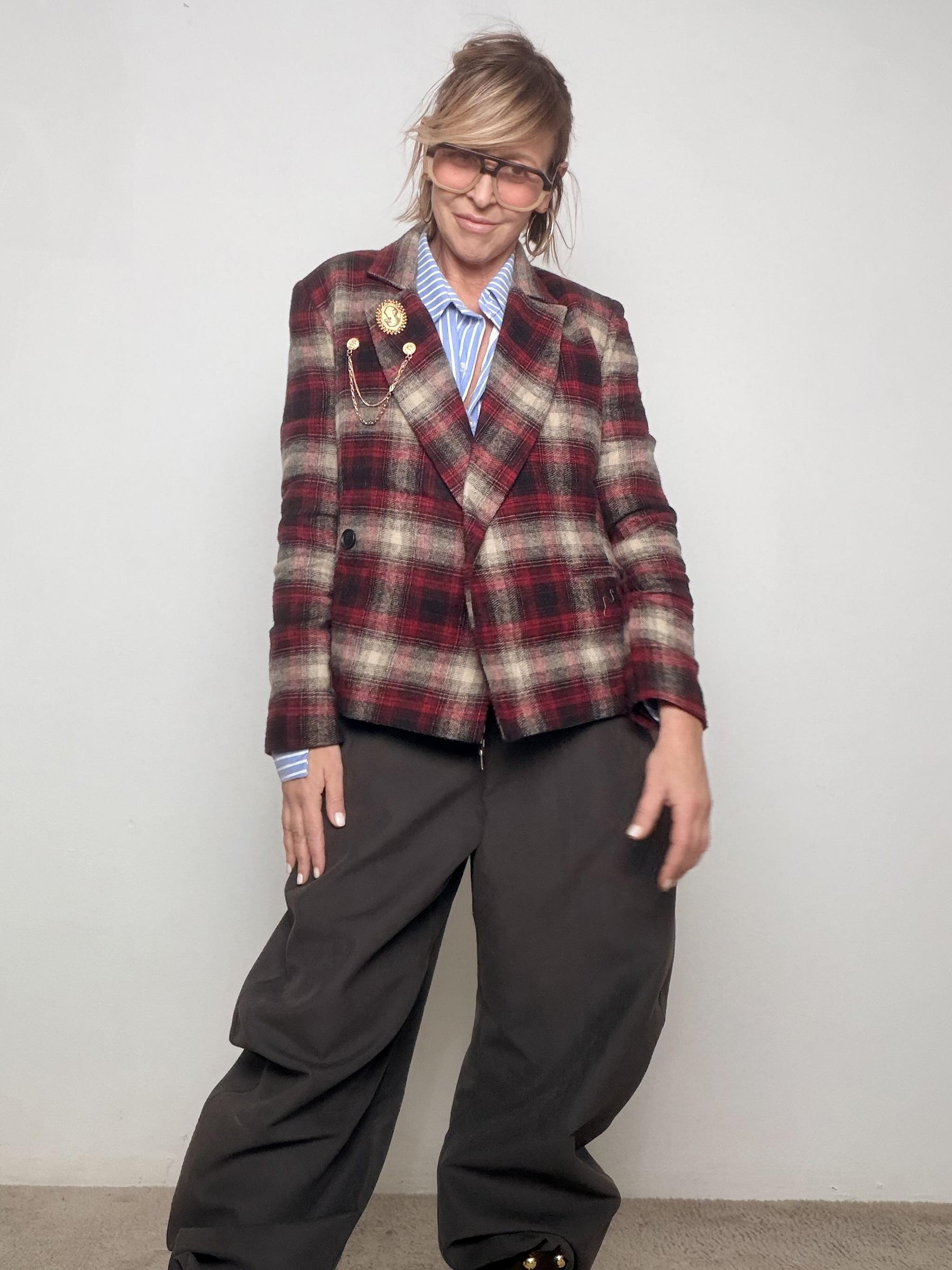 PHILIA LOFT - GIACCA SCOZZESE DOPPIOPETTO  VIBE BRITISH, CARATTERE ITALIANO D01E1088/ ROSSO PHILIA LOFT 