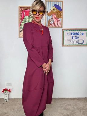FEMALE - Abito Over con Taglio a Balze vino 36190LMB/ VINO FEMALE 