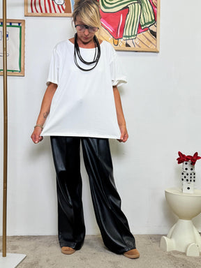 SUSY STAR - Set T-shirt Oversize + Collana Multicorda  Bianco Essenziale, Nero Deciso STS7276/ BIANCO SUSY STAR 