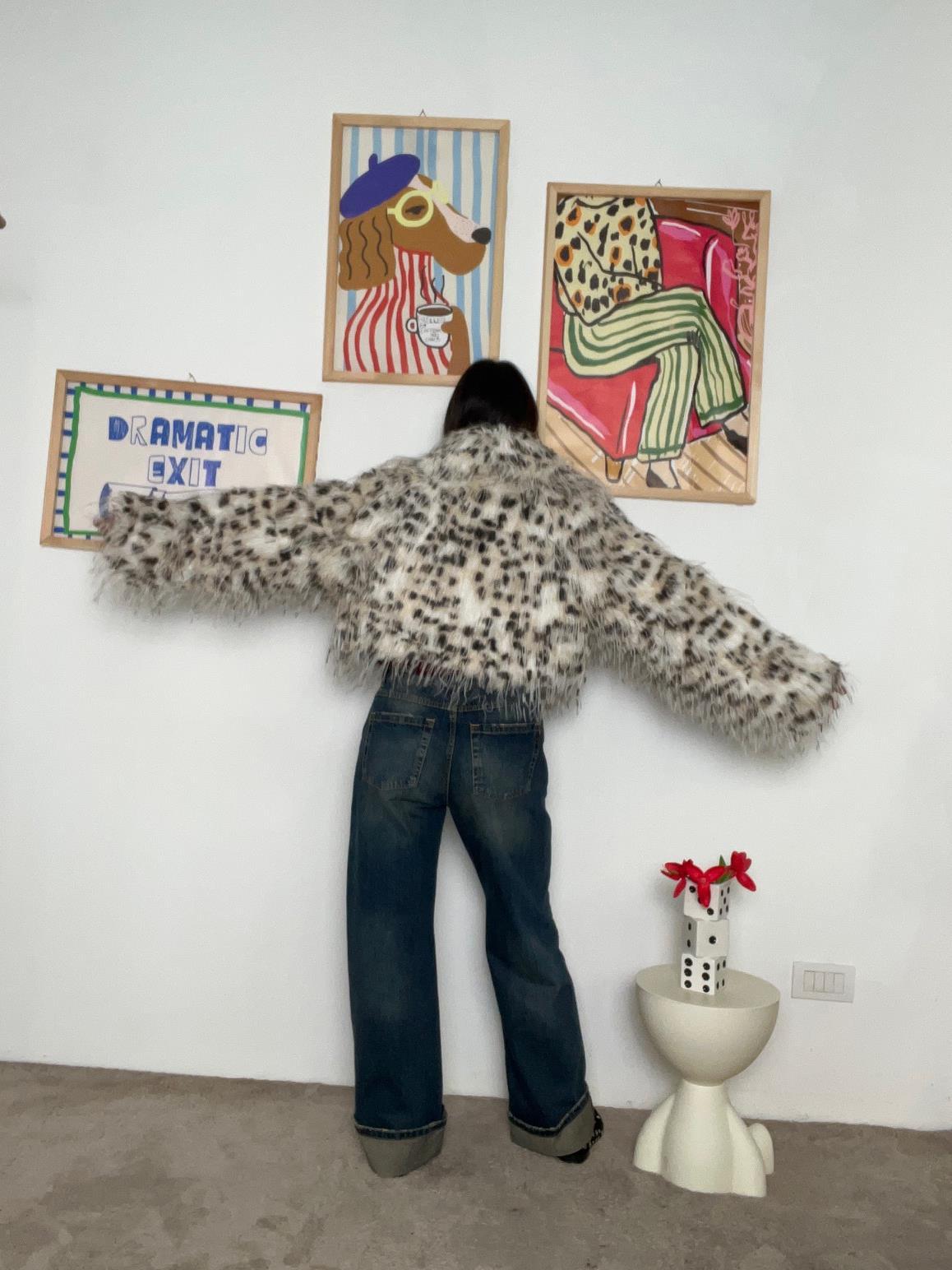 FEMALE - pelliccia ecologica donna maculata  calda, morbida e super glamour DL30055/ ANIMALIER FEMALE 