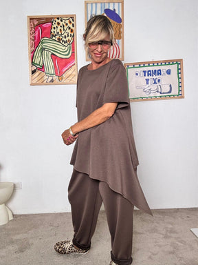 SUSY STAR - Completo donna marrone  stile comfy chic e moderno moro STLS12091690/ MORO SUSY STAR 