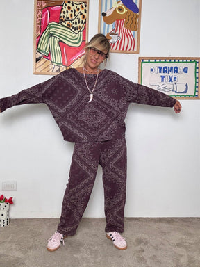 FEMALE - Pantalone ovetto donna  fantasia bandana P6404/ VINO FEMALE 