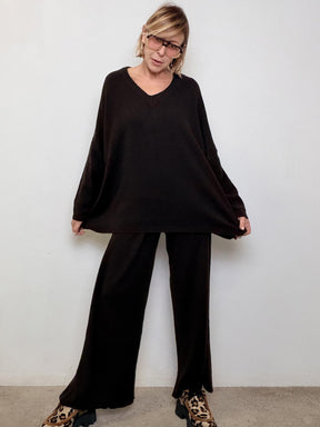 SUSY STAR - :COMPLETO MAGLIA + PANTALONE CASHMERE MORO STWG7011B/ MORO SUSY STAR 
