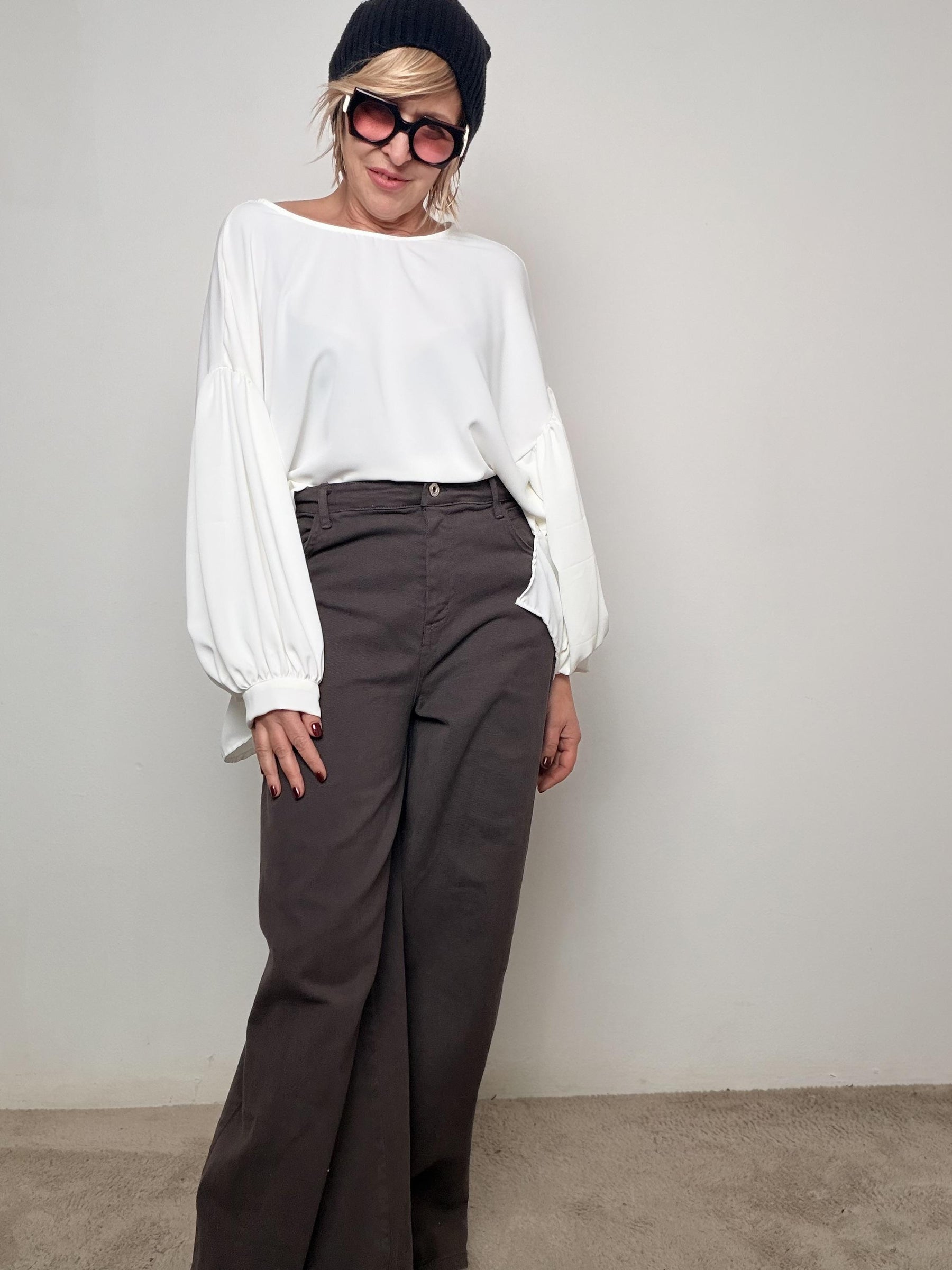 Pantalone palazzo morbido dal mood urbano P11457/ CIOCCOLATO FEMALE 