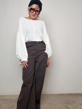 Pantalone palazzo morbido dal mood urbano P11457/ CIOCCOLATO FEMALE 