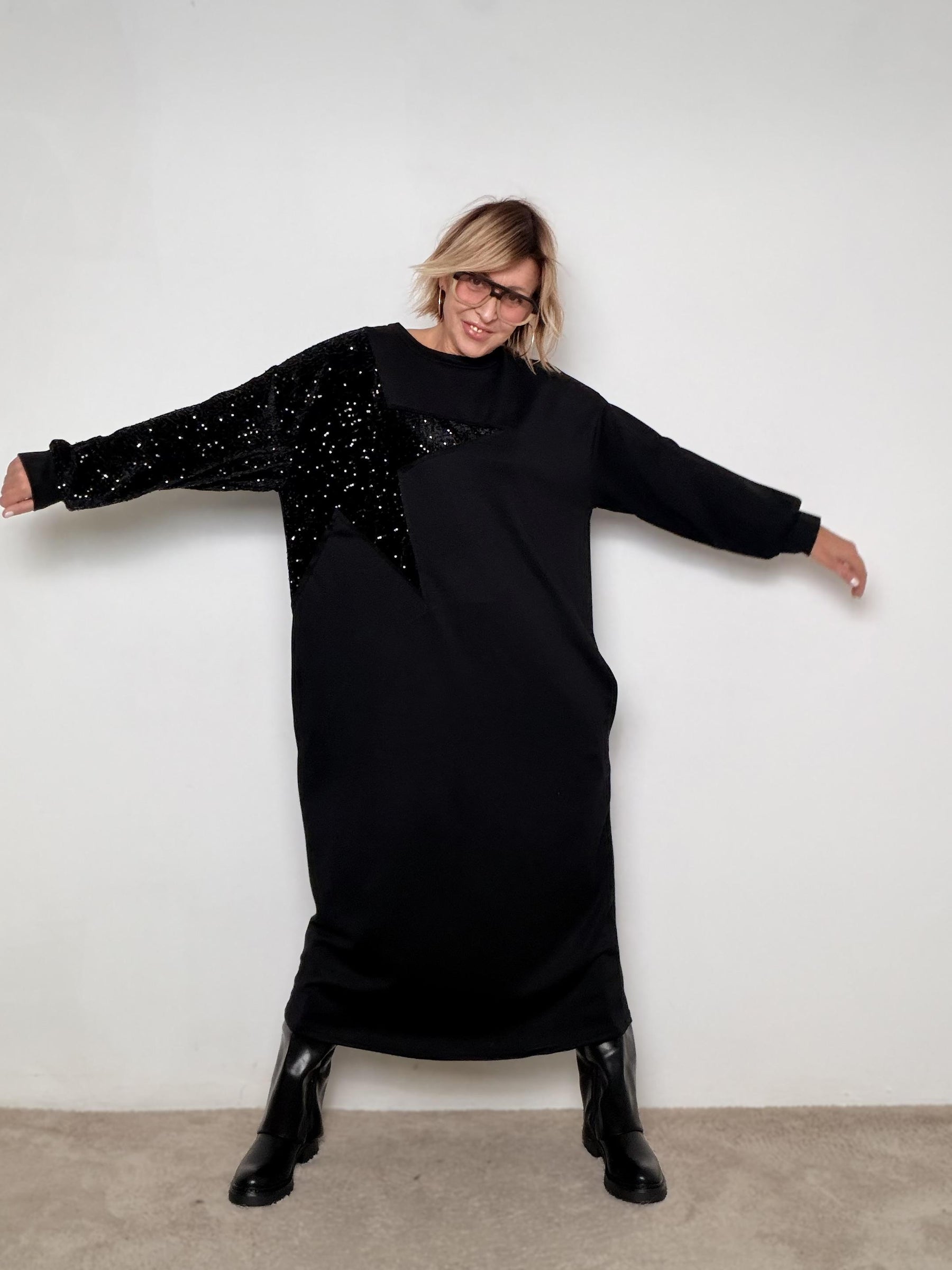 FEMALE - Abito Stella Superstar  comfort che brilla NERO L3M369/ NERO/NERO FEMALE 