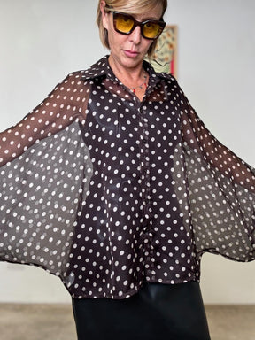 FEMALE - Camicia fluida trasparente a pois H4083-Q40/ MORO FEMALE 