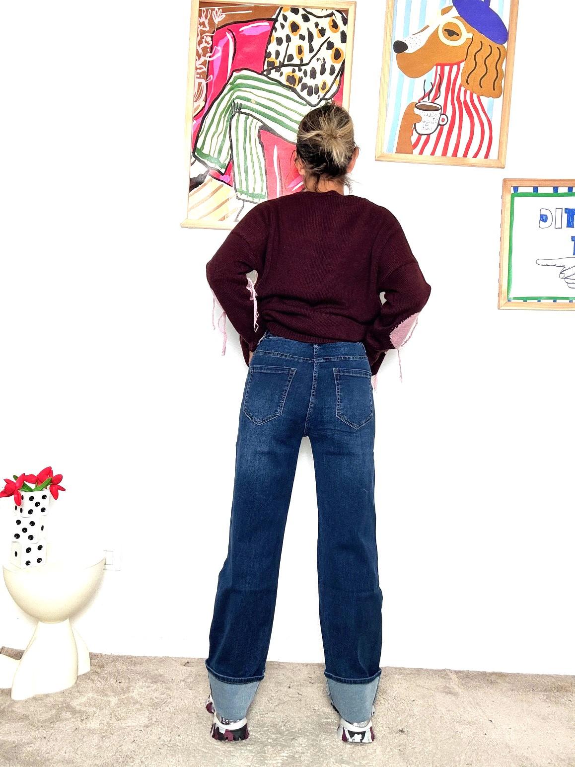 DEJA VU -jeans donna a gamba dritta con risvolto  stile casual contemporaneo A25DB203/ JEANS DEJA VU 