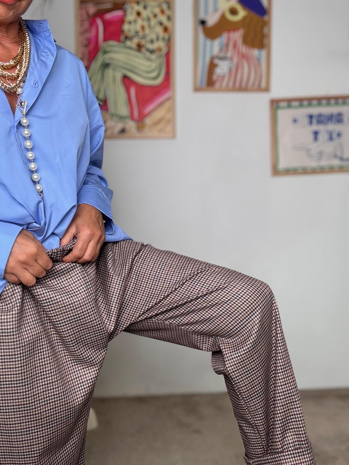 DEJA VU - Pantalone donna a quadri principe di Galles  stile sartoriale rilassato A25RU206/ CHECK DEJA VU 