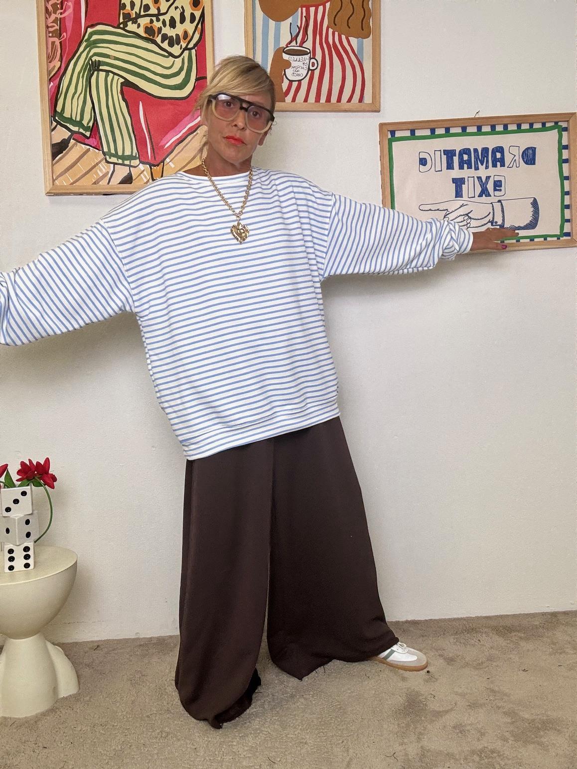 FEMALE - Felpa oversize donna a righe CELESTE R7612-BALANCE/ RIGHE CELESTE FEMALE 