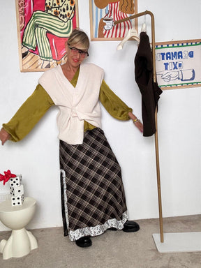 HAVE ONE - Cardigan oversize senza maniche in maglia  PANNA LFP-P003/ PASTA HAVE ONE 