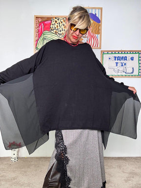 SUSY STAR - Maglia over con taglio a vele ST78401/ NERO SUSY STAR 