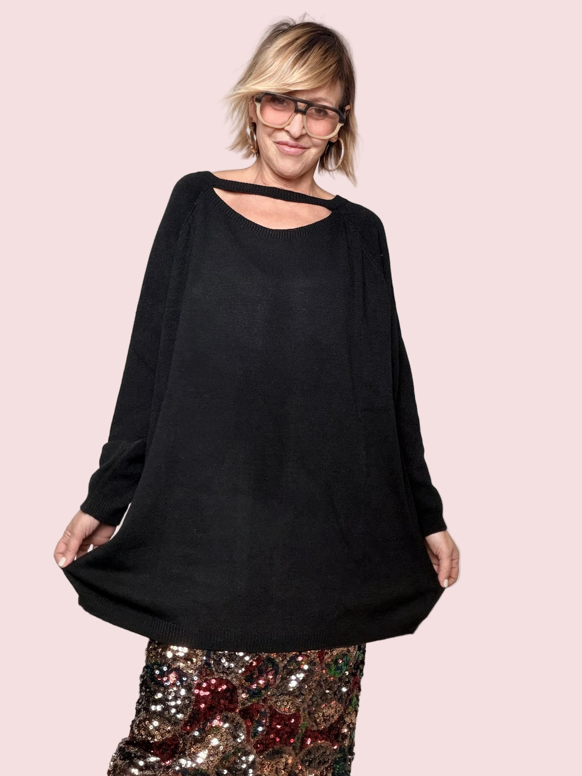 SUSY STAR -Maglia Cut-Out Glam nero STM92040/ NERO SUSY STAR 