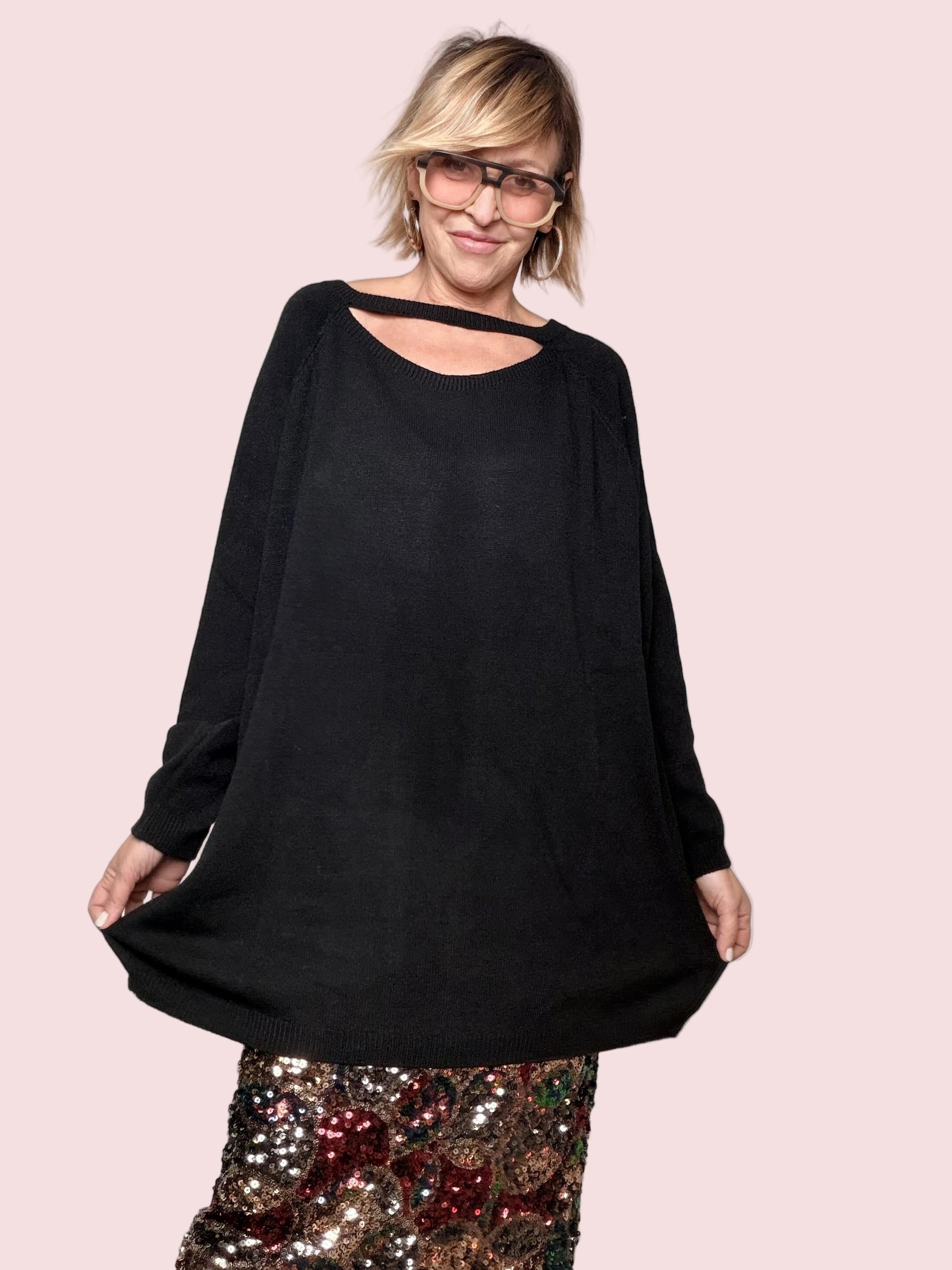 SUSY STAR -Maglia Cut-Out Glam nero STM92040/ NERO SUSY STAR 