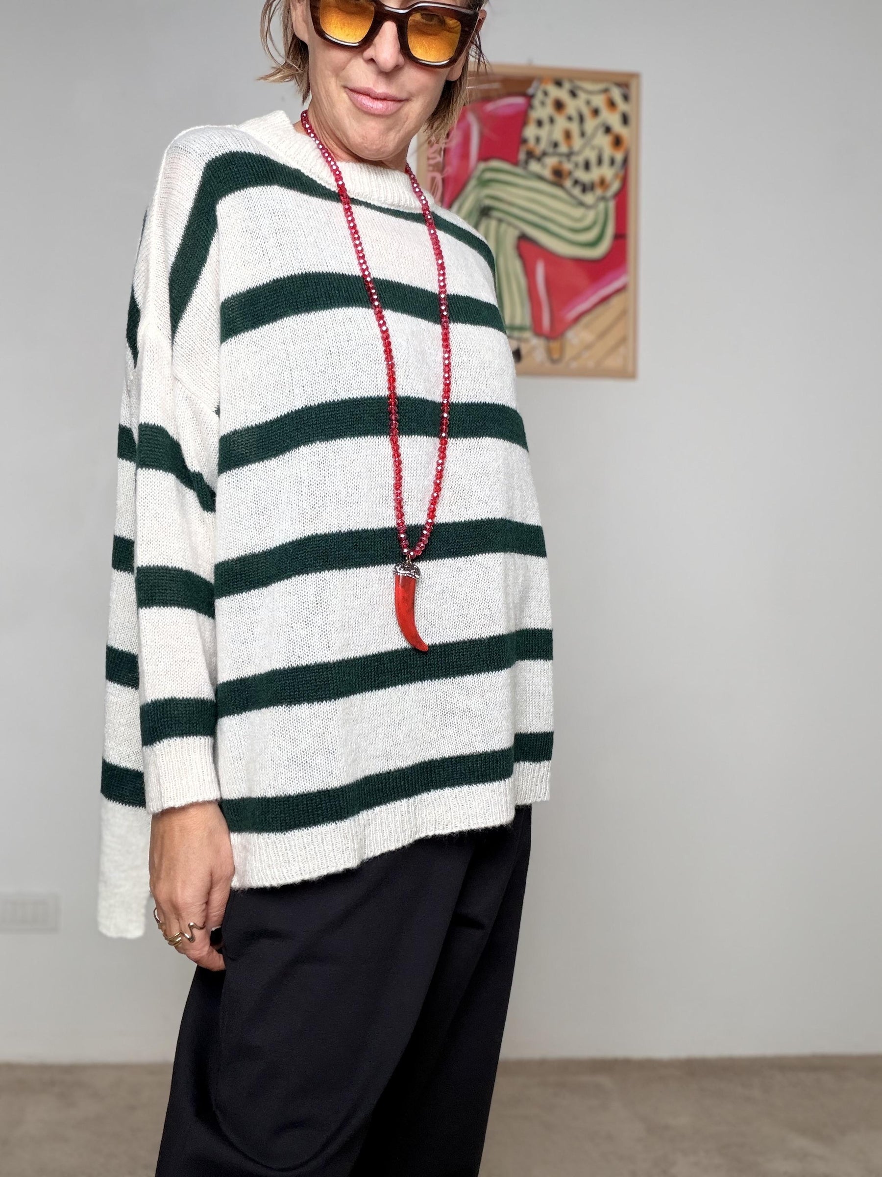 DEJA VU_ Maglione a righe A25SS404 OTTANIO/GRIGIO DEJA VU 