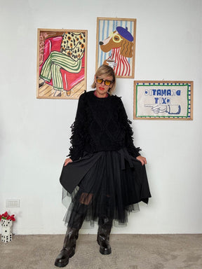 FEMALE - Gonna doppio strato con tulle  Movimento, carattere e un tocco romantico NERO 36556FLC/ NERO FEMALE 