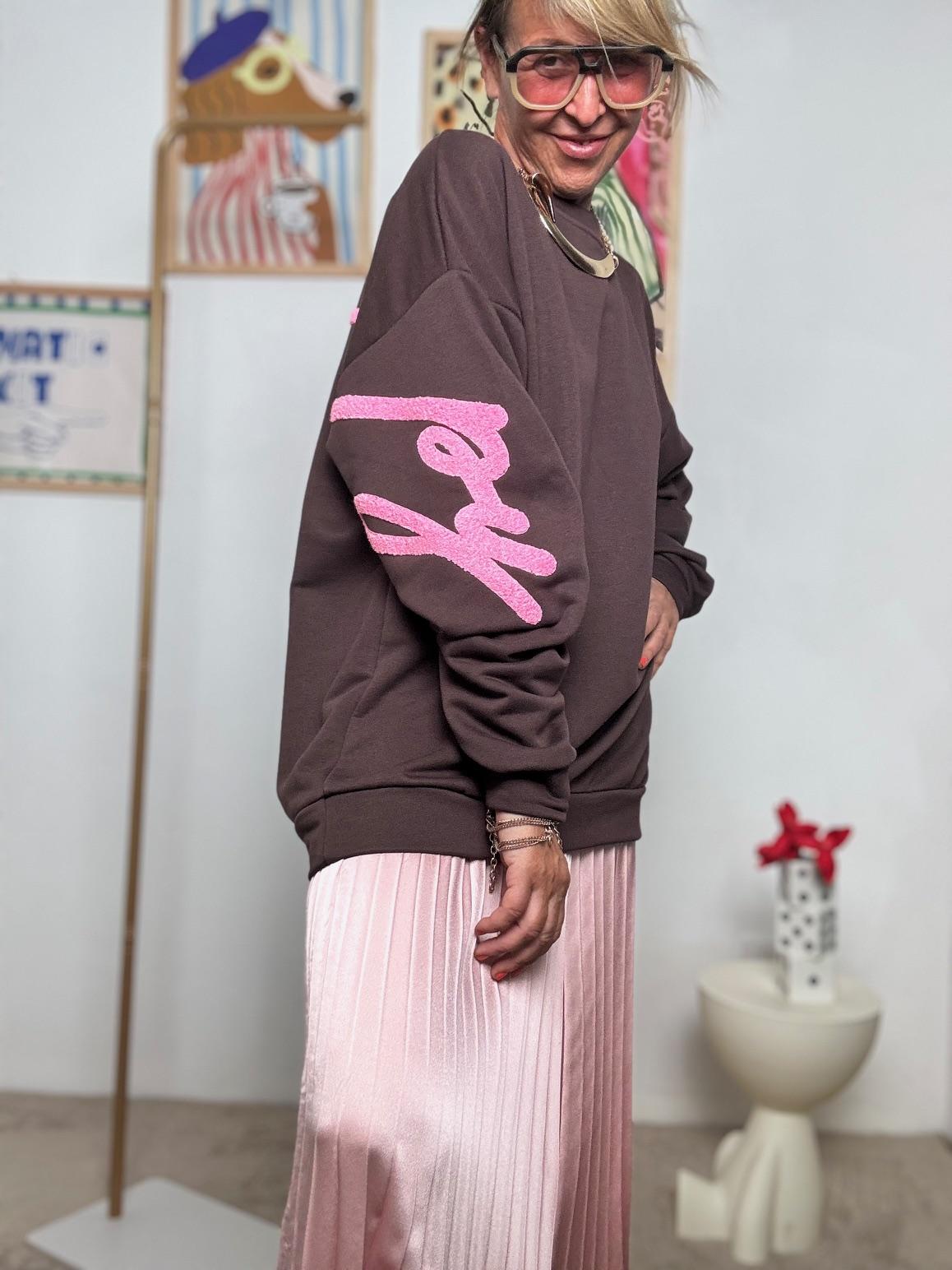 FEMALE - Felpa Oversize "Happy Mood"  Comfort con Personalità! MORO R51109/ MORO FEMALE 