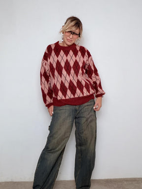 FEMALE -Maglia Argyle Vibes ZM69120/ FANTASIA ROSSA FEMALE 