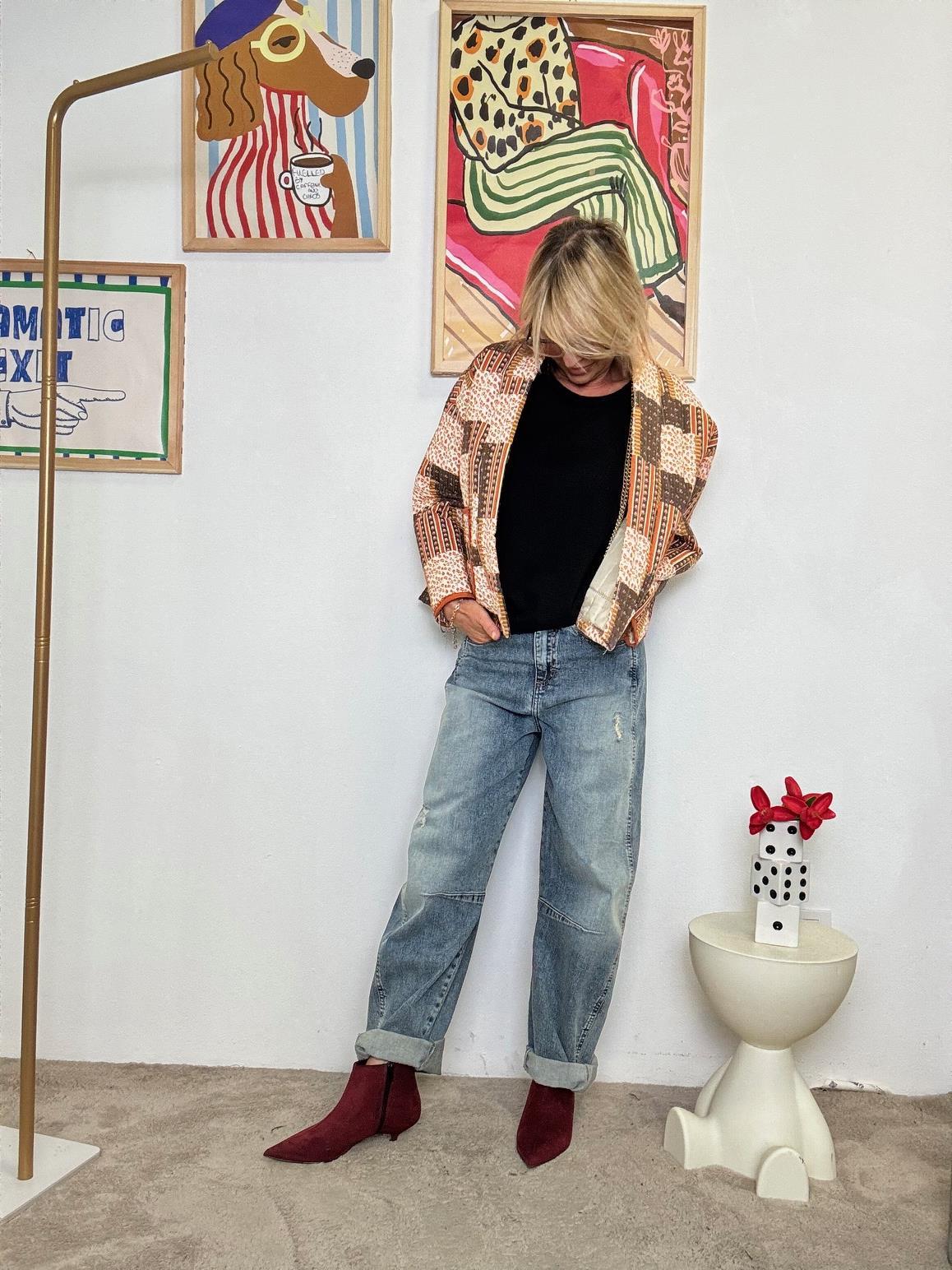 FEMALE- Giacca Kimono Patchwork  LArte dellEclettismo G11871/ MORO FEMALE 