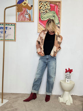 FEMALE- Giacca Kimono Patchwork  LArte dellEclettismo G11871/ MORO FEMALE 