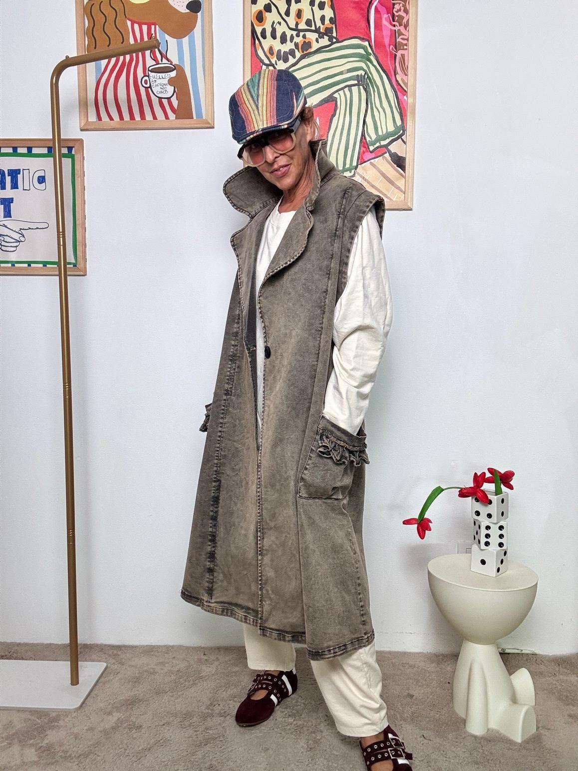 SUSY STAR - Gilet Lungo Effetto Denim  Spirito Urban, Anima Creativa ST3065/ MARMORIZZATO SUSY STAR 