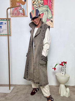 SUSY STAR - Gilet Lungo Effetto Denim  Spirito Urban, Anima Creativa ST3065/ MARMORIZZATO SUSY STAR 