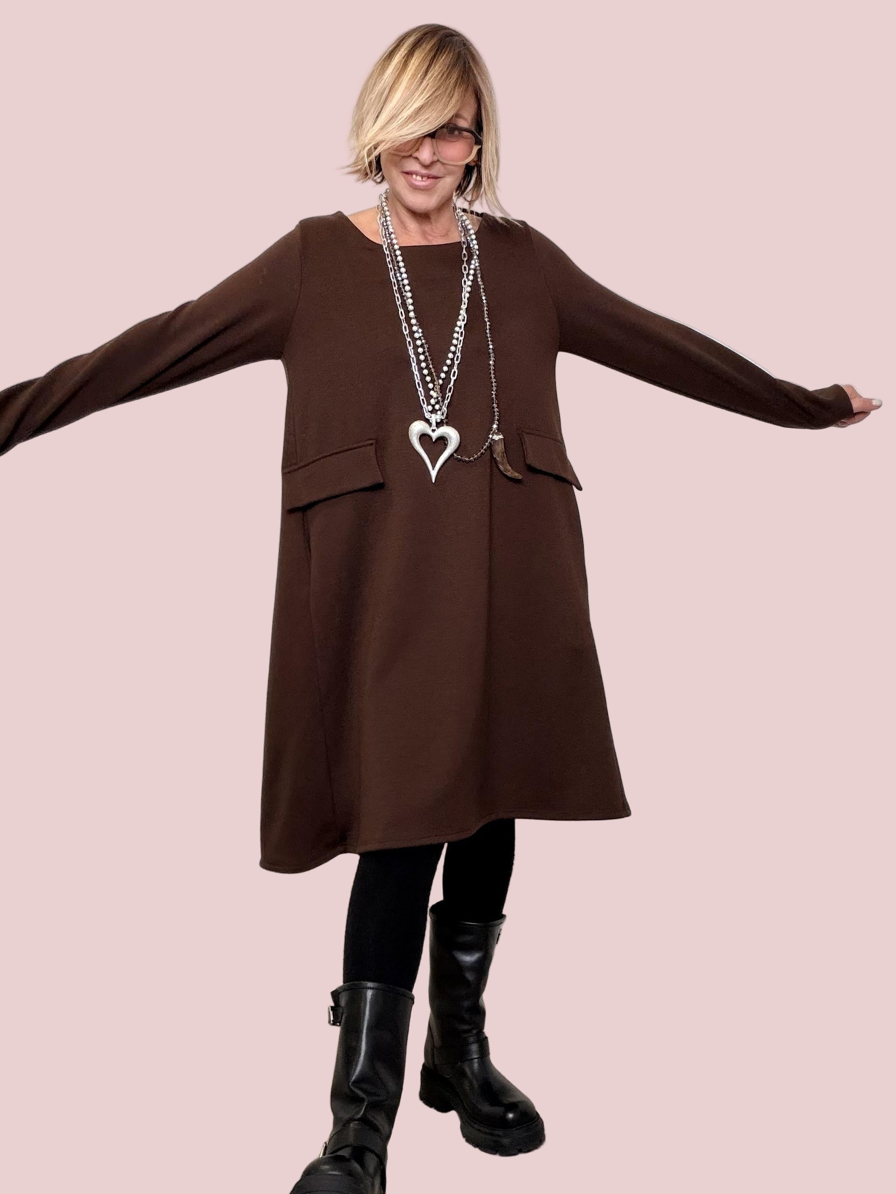 FEMALE - ABITO MORBIDO A CAMPANA  COMFORT ASSOLUTO, STILE QUOTIDIANO MORO 39129KQLCM/ MORO FEMALE 