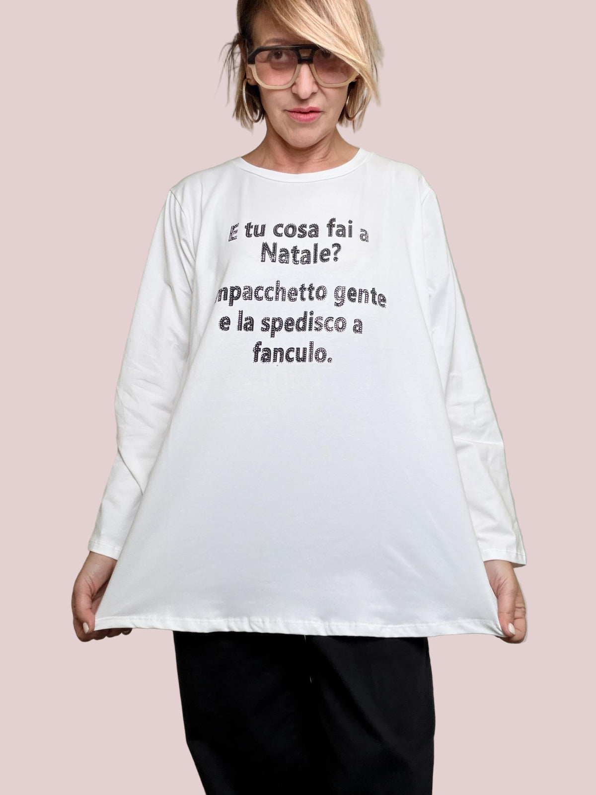 SUSY STAR - T-shirt Natalizia Ironica STL11/ BIANCO SUSY STAR 