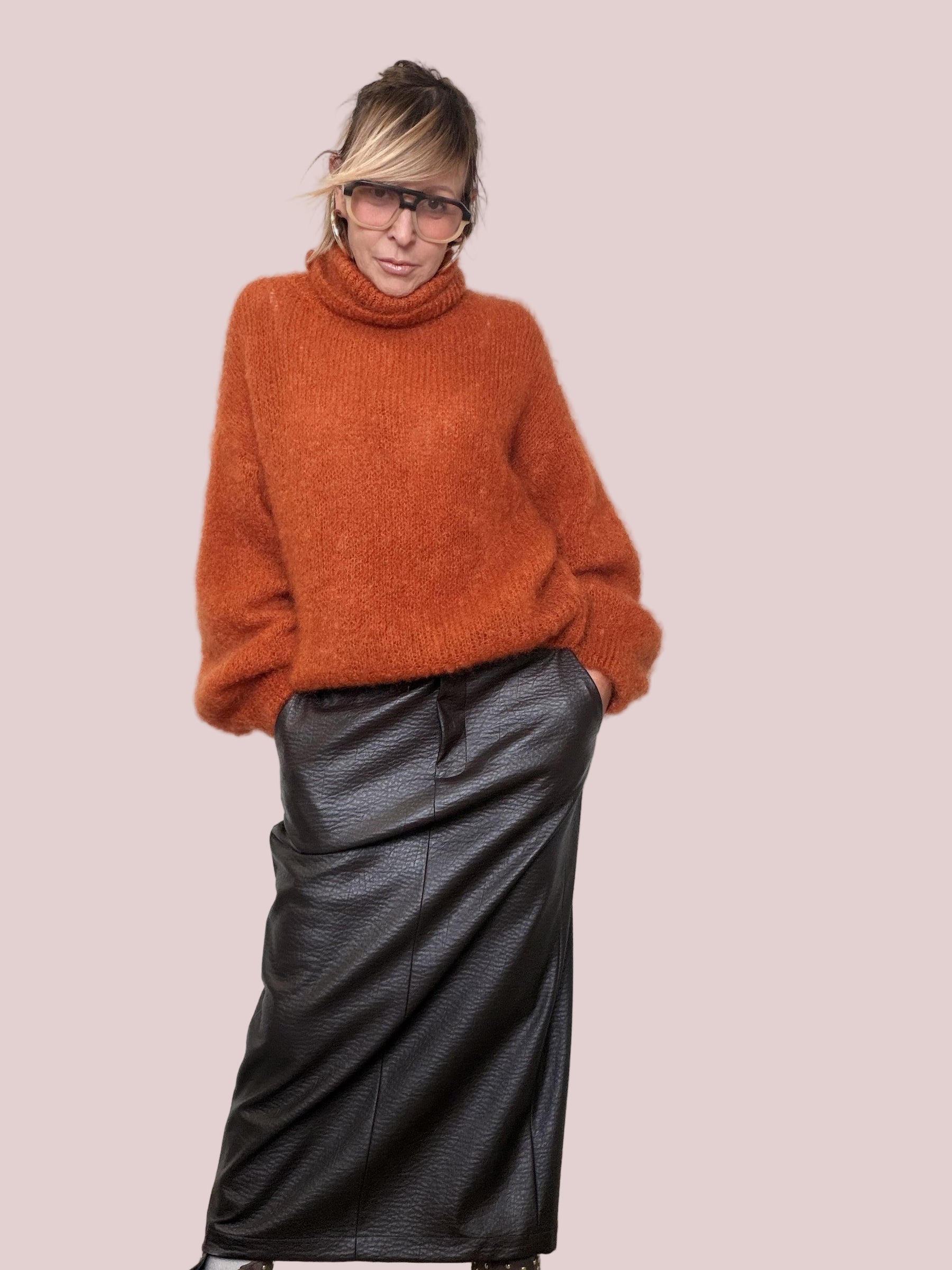 PHILIA LOFT - GONNA ECOPELLE BOTTALATA D01E0222/ MORO PHILIA LOFT 