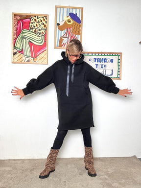 FEMALE - Abito felpa con cappuccio  Comfort & Cool Mood NERO R5662/ NERO FEMALE 