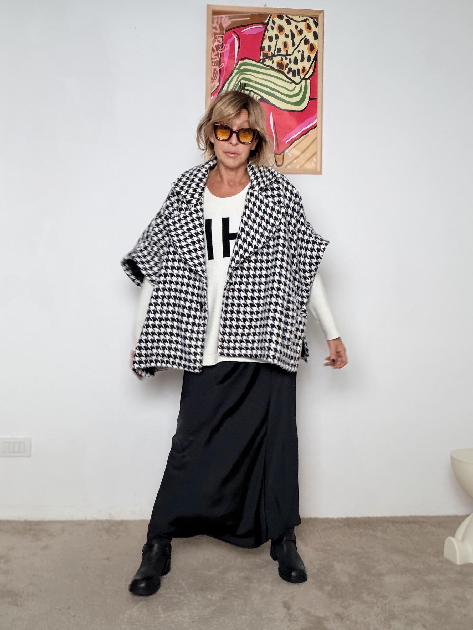 SUSY STAR - Mantella Pied de Poule Diva ST3160/ NERO/BIANCO SUSY STAR 