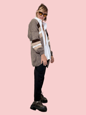 FEMALE - CARDIGAN SOFT STRIPES TAUPE 6505/ TAUPE FEMALE 