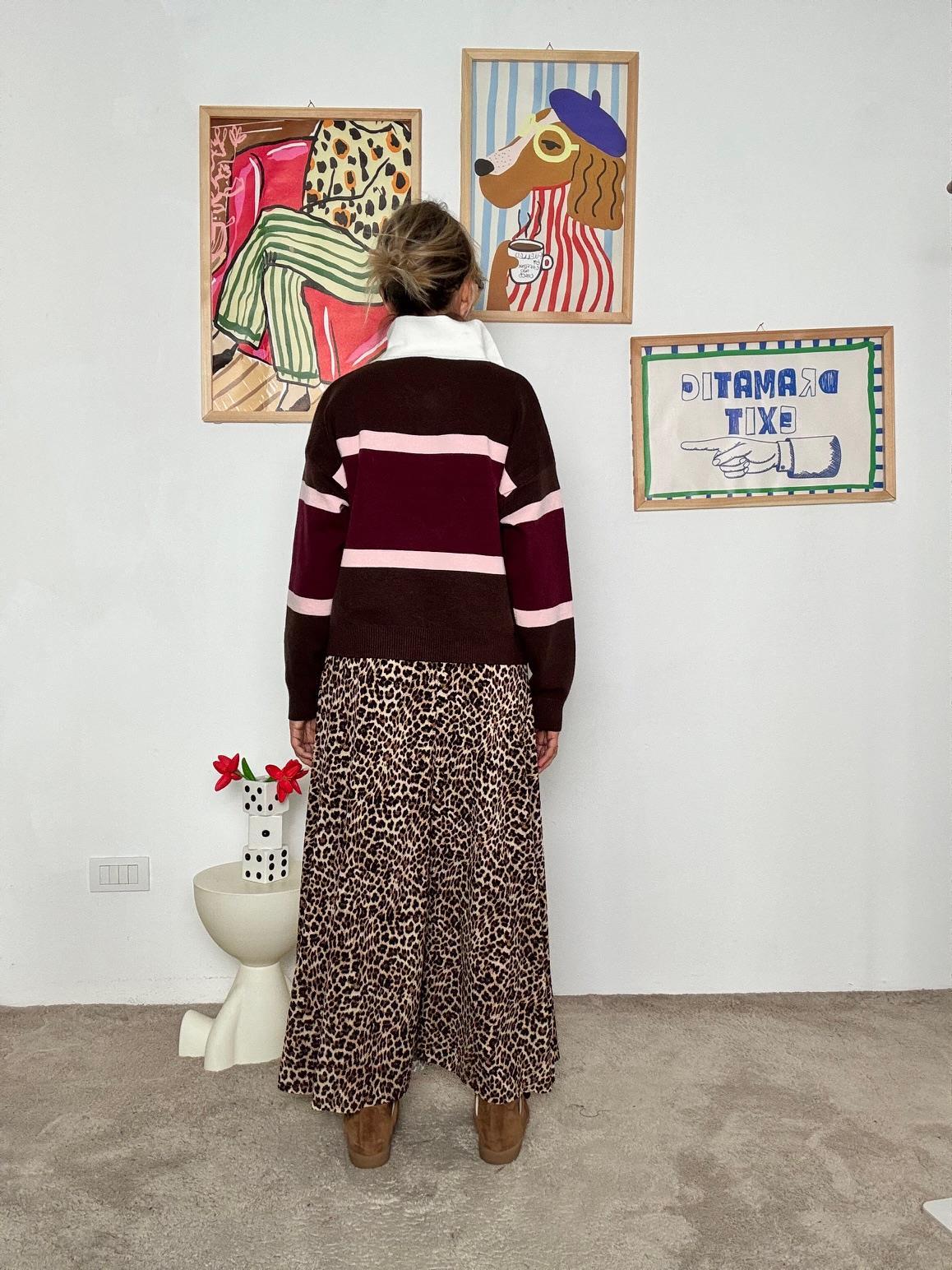 FEMALE - Polo donna in tessuto elasticizzato a righe  casual, comoda e super trendy ZM69136/ VINO/MORO FEMALE 