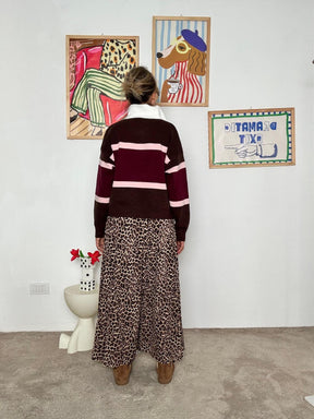 FEMALE - Polo donna in tessuto elasticizzato a righe  casual, comoda e super trendy ZM69136/ VINO/MORO FEMALE 