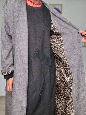 FEMALE- Cappotto over con dettagli animalier A5018-C17/ SPIGATA BROWN FEMALE 