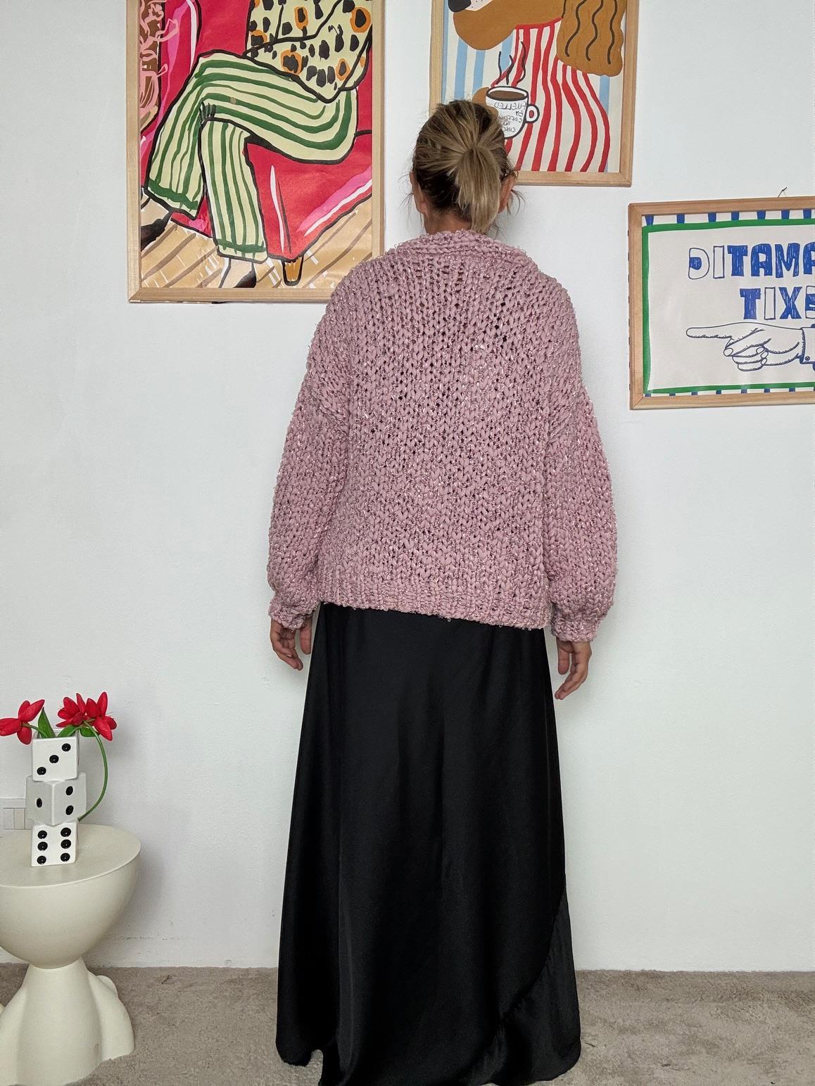 FEMALE - Cardigan Chunky Confetto Ribelle  Rosa Cipria ZM66001/ ROSA ANTICO FEMALE 