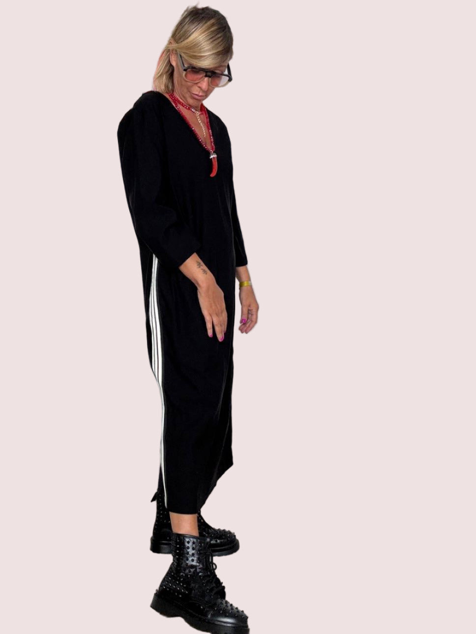 DEJA VU - Abito lungo donna in bengalina  comodo ed elegante NERO A25SG704/ NERO DEJA VU 