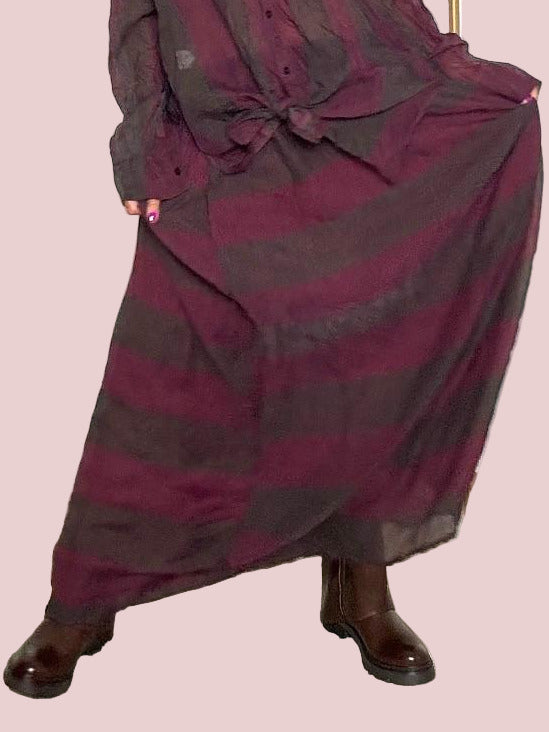DEJA VU -DEJA VU - Gonna lunga a righe  comodità e stile boho-chic bordeaux A25IS301/ BORDEAUX DEJA VU 