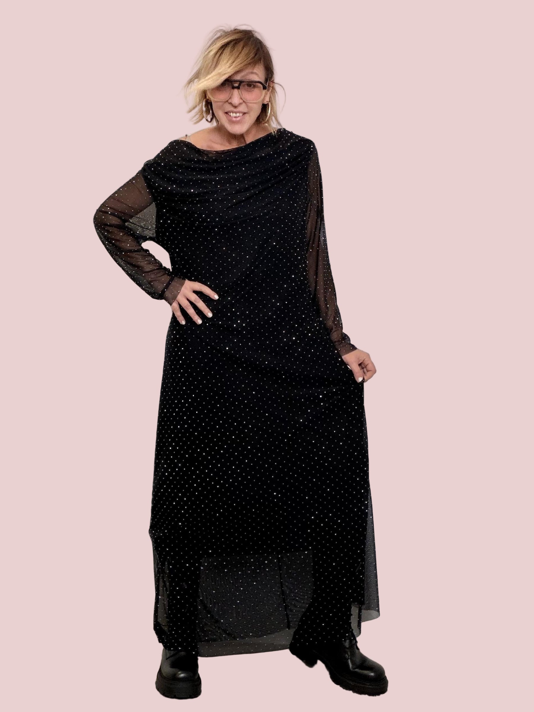 SUSY STAR - Abito Brillì Soft Elegance STLS2049/ NERO SUSY STAR 