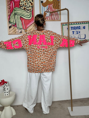 FEMALE - Felpa oversize animalier con stampa posteriore ARANCIO R7612-BALANCE/ MACULATO ARANCIO FEMALE 