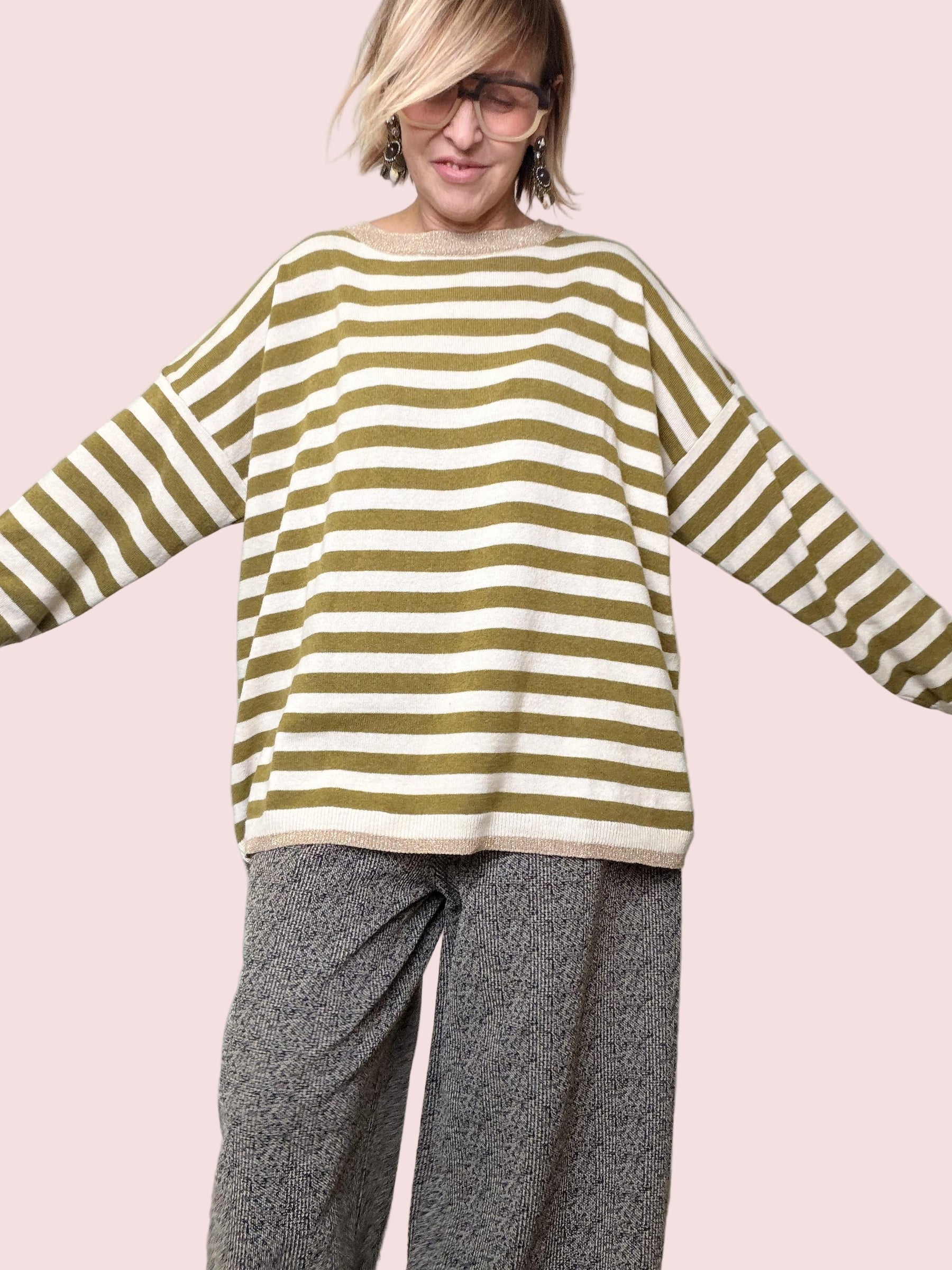 DEJA VU - Maglia Maxi Stripes Soft  la rigata che non ti stanca mai OLIO A25SS415/ OLIO DEJA VU 