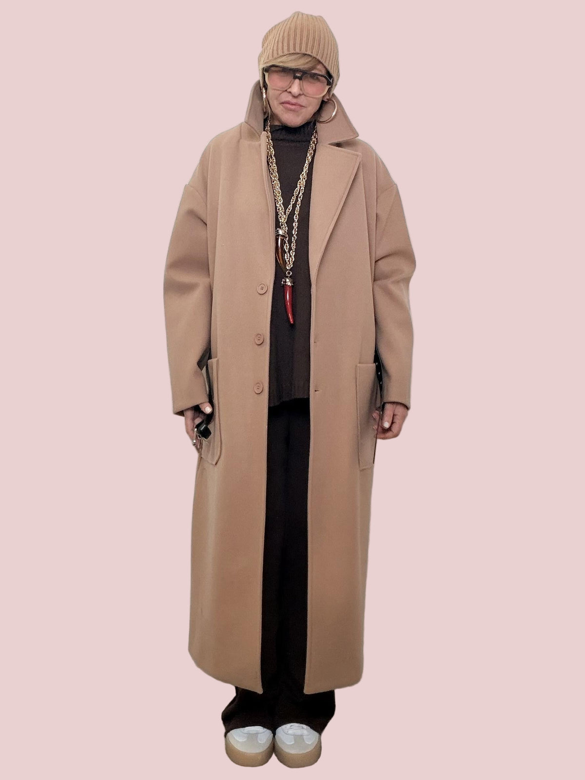 DEJA VU- Cappotto Lungo Soft  Linee pulite, stile senza sforzo A25SG608/ BEIGE DEJA VU 