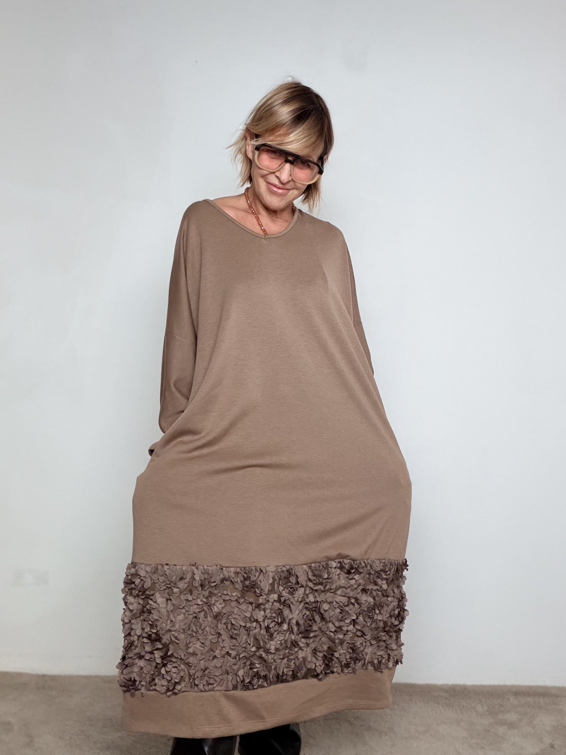 FEMALE - Abito Petal Bow NERO HP9276KQCLM/ TAUPE FEMALE 