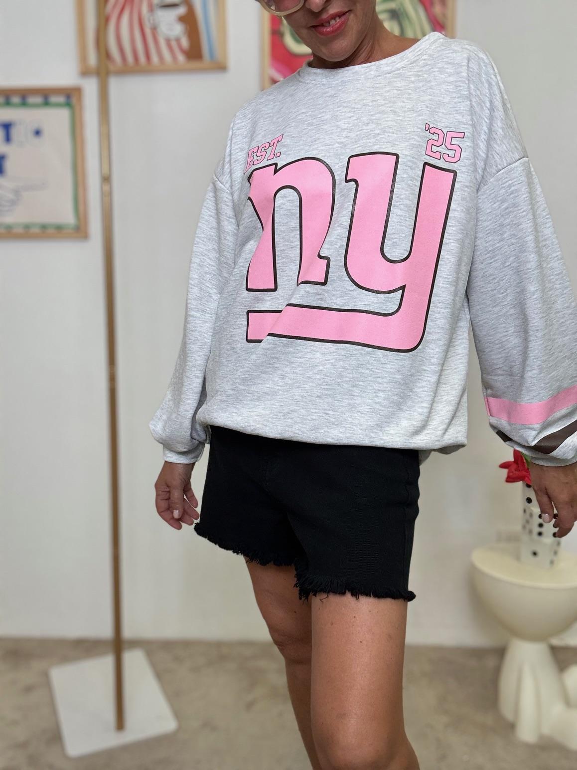 FEMALE - Felpa "NY College Vibes"  Streetwear con Attitudine!  GRIGIA R51156/ GRIGIO FEMALE 