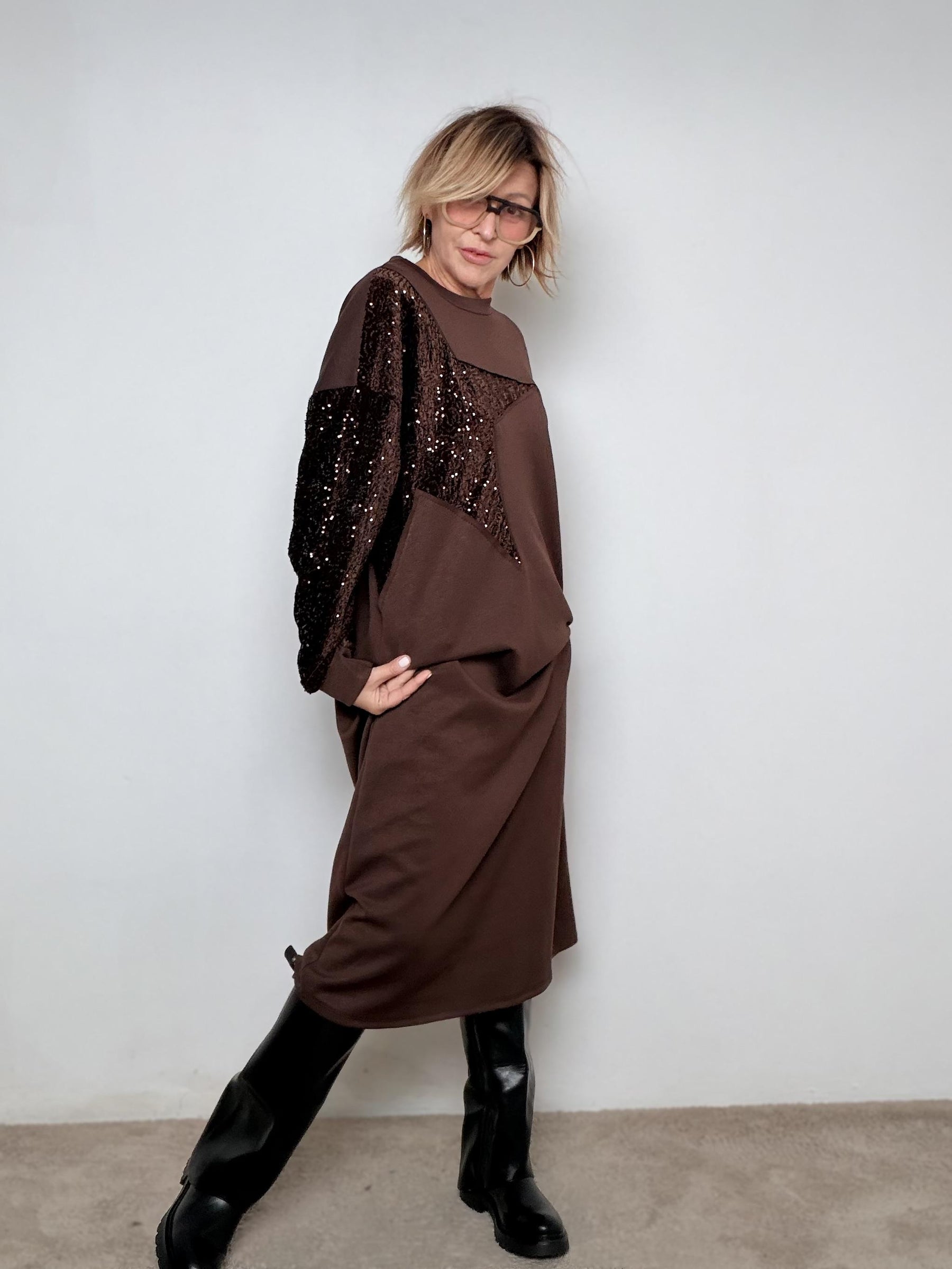 FEMALE - Abito Stella Superstar  comfort che brilla MORO L3M369/ MORO FEMALE 