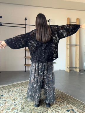 FEMALE_ Cardigan nero a rete "Brilla come vuoi" ZM66008/ NERO FEMALE 