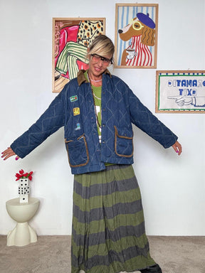 FEMALE - Giacca di jeans trapuntata donna con patch colorate WM2589DAI/ JEANS FEMALE 