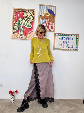 FEMALE  - Gonna lunga con inserto in pizzo coin vele VINO A7893-C17/ SPIGATA VINO FEMALE 