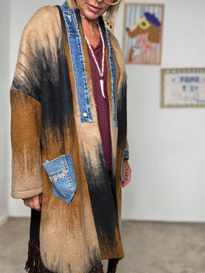 DEJA VU - Cappotto donna vintage  stile unico con dettagli in jeans A25DL610/ VINTAGE DEJA VU 