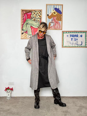 FEMALE- Cappotto over con dettagli animalier A5018-C17/ SPIGATA BROWN FEMALE 